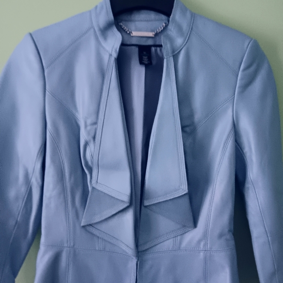 WHBM LIGHT BLUE LEATHER JACKET - Picture 7 of 16